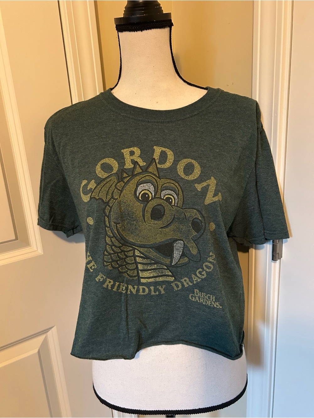 Gordon The Friendly Dragon Bush Gardens crop Graphic Tee - Green